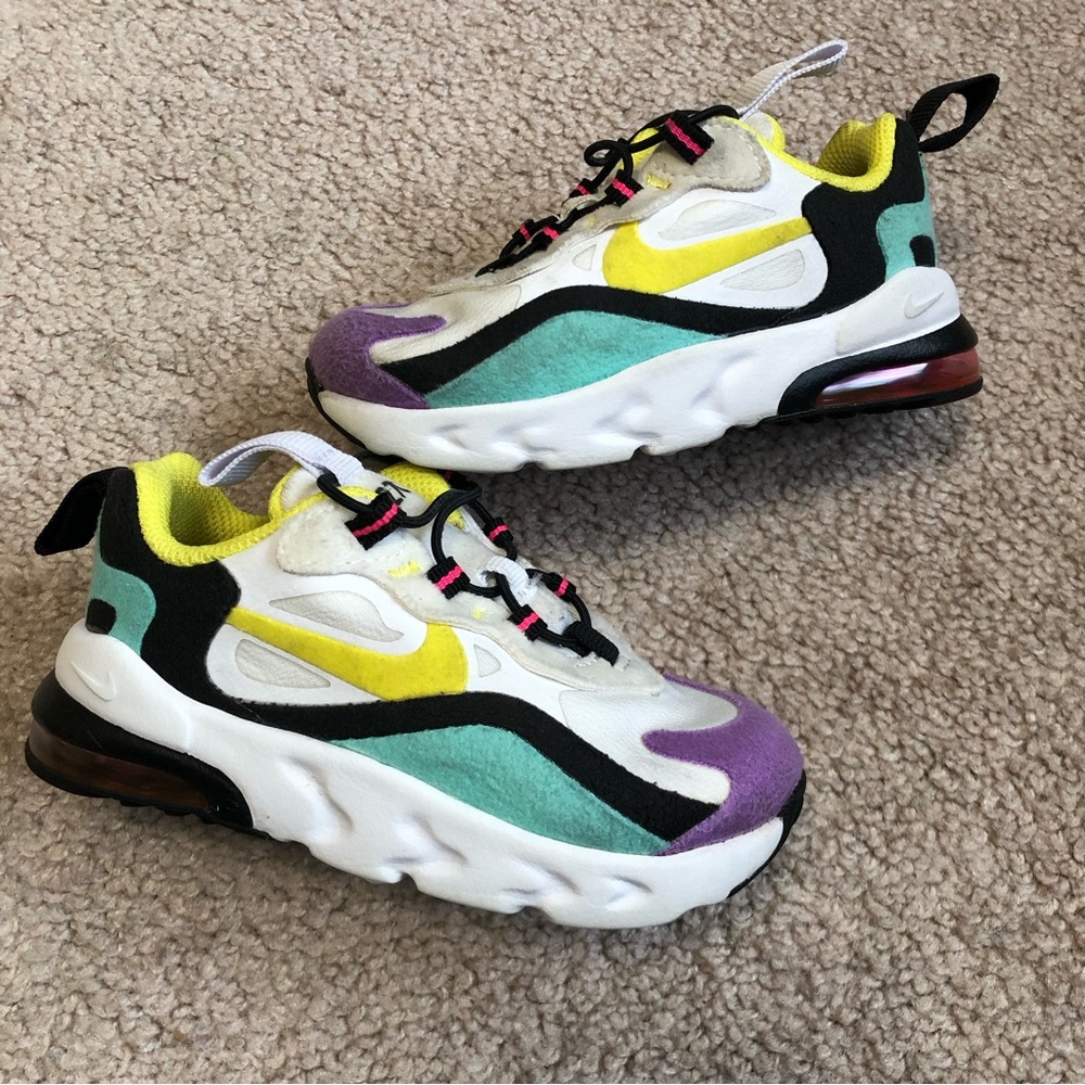 Nike Air Max 270 React Bright Violet CD2654-101 Toddler Baby 6C Yellow Black